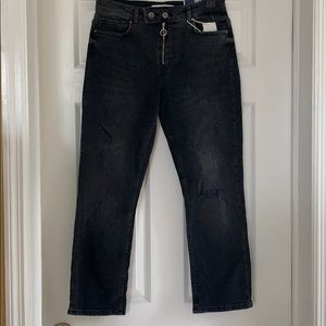 Zara Z1975 Black High Waisted Cropped Jeans